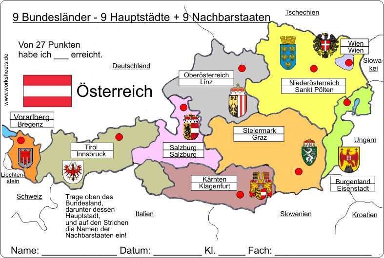 9 Bundesländer+ Nachbarstaaten-Österreich-Austria-Lösung